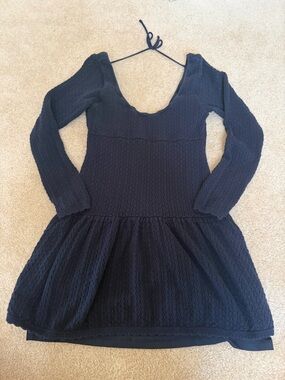 Hollister Long Sleeve Navy Knit Scoop Back Dress